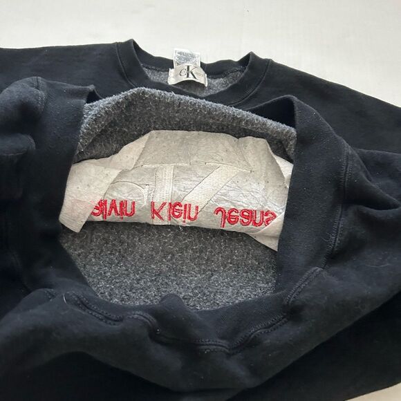 Calvin Klein Jeans Vintage Black Crewneck Embroidered Sweatshirt Size XL - Picture 5 of 8